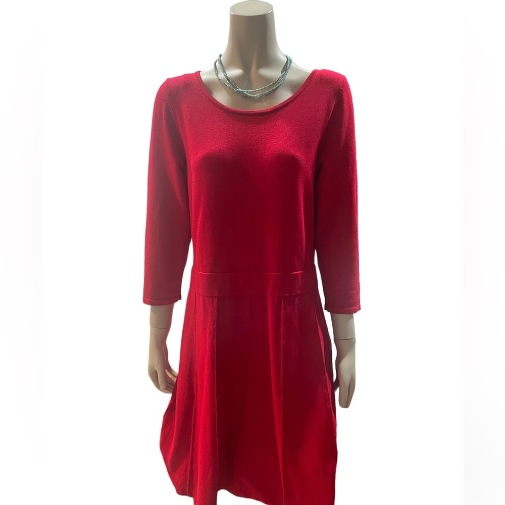 ANN TAYLOR red knit fit and flare dress. NWOT